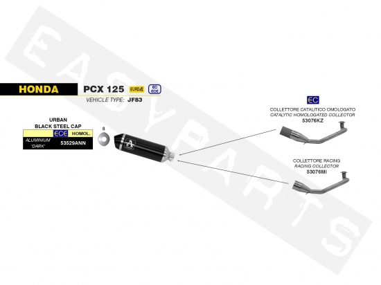 Header Pipe ARROW 'Racing Link' PCX 125i '18-> (JF83)